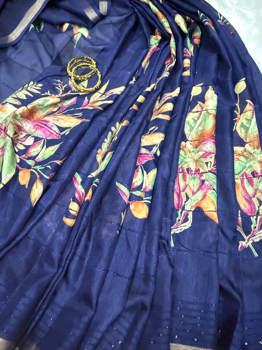 Cotton Blend Soft Silk Saree