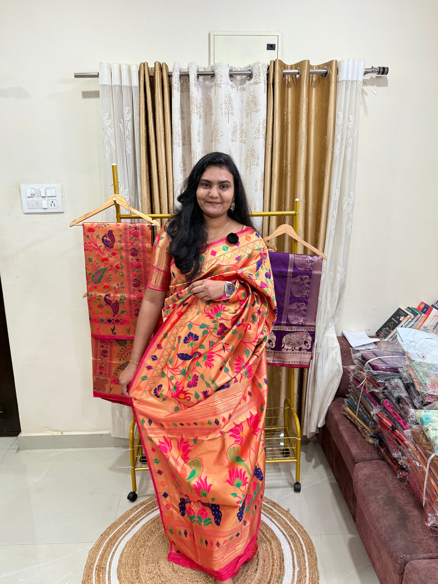 Pure Paithani Silk Saree with All-Over Paithani Weaving