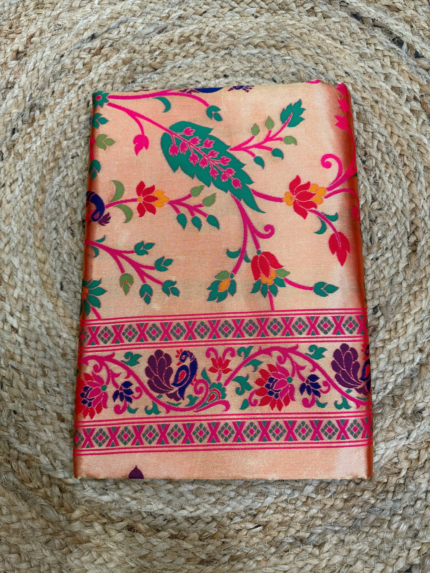 Pure Paithani Silk Saree with All-Over Paithani Weaving