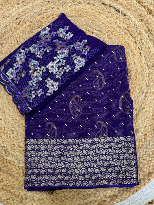 Soft Georgette Saree with Heavy Embroidered Blouse