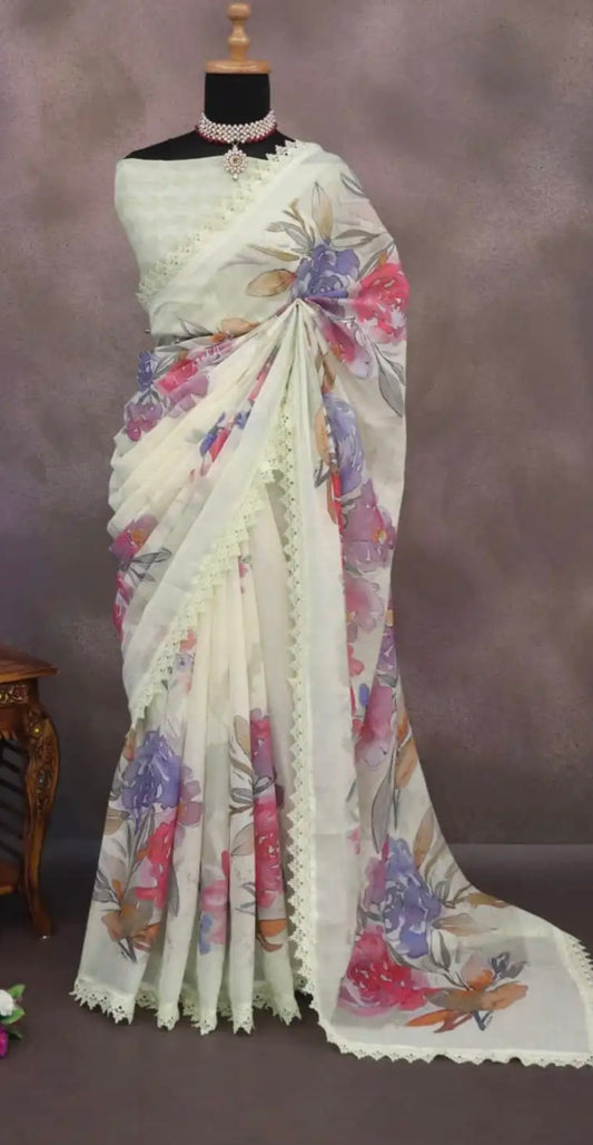 Pure Cotton Floral Saree