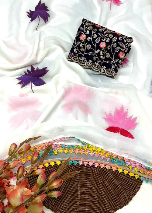 Soft & Stunning – Soft Georgette Saree with Hand-Painted Design